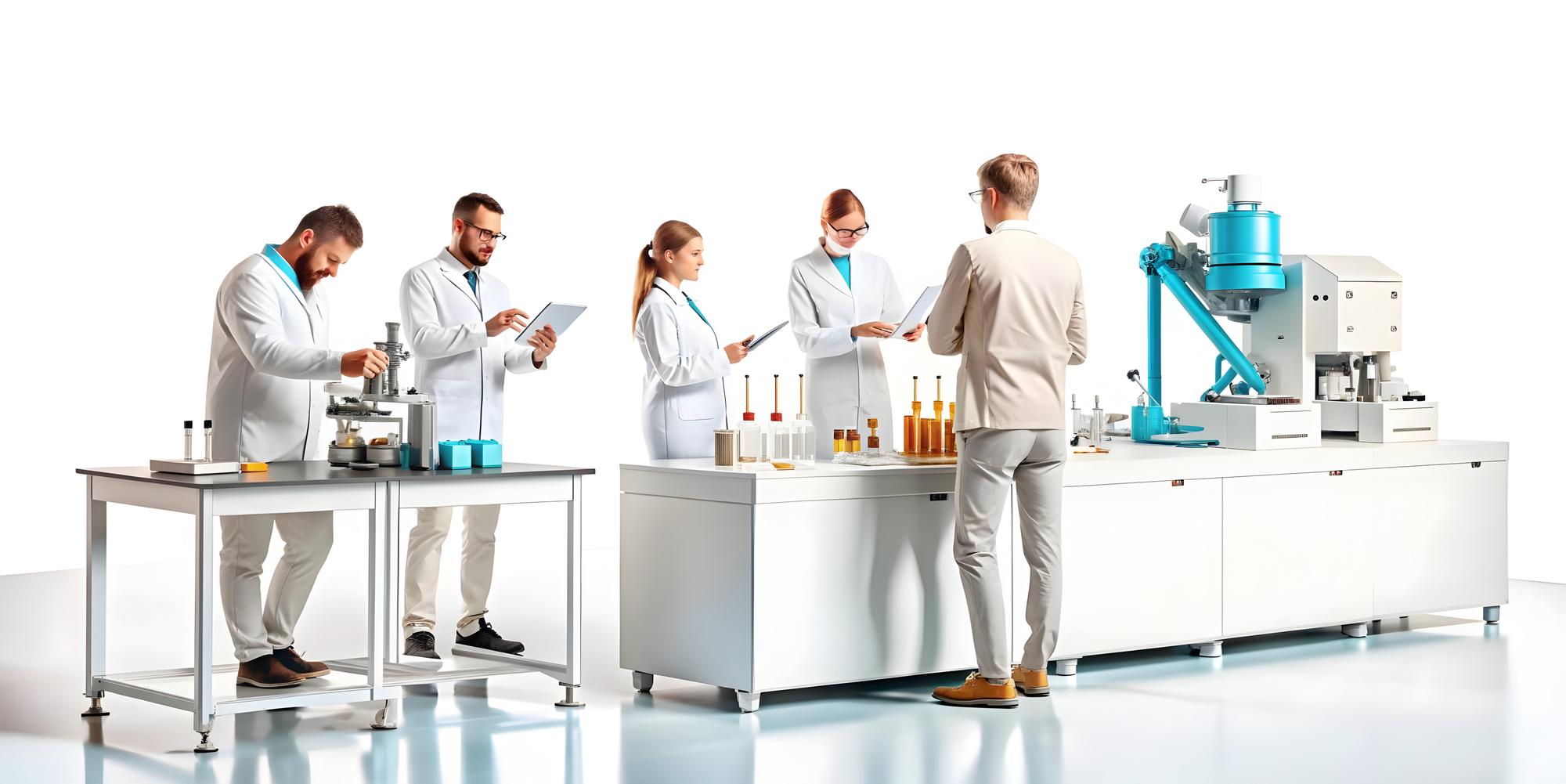 Workshop table with collaborators sampling products